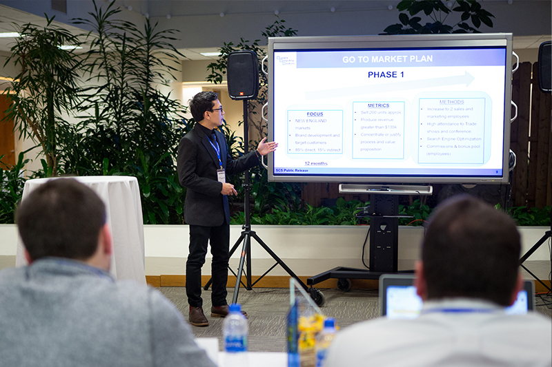 Student giving presentation