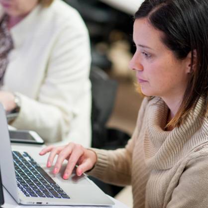 Student working at laptop