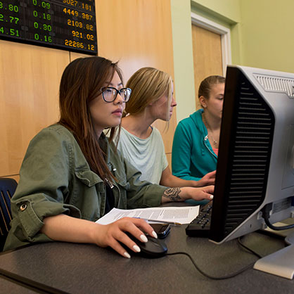 Student at computer
