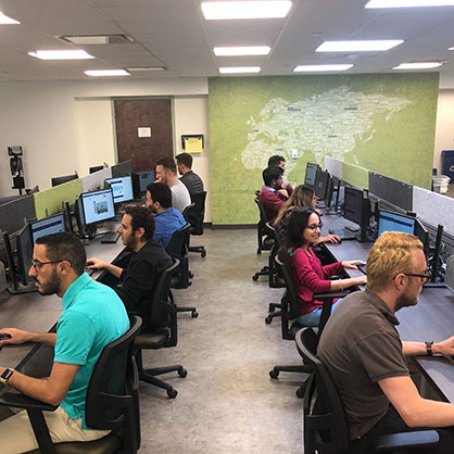 Students working
