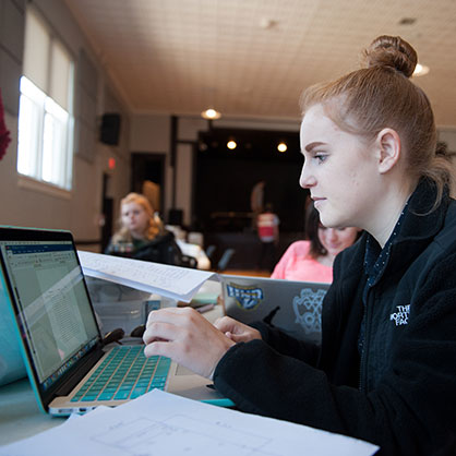 Student at computer
