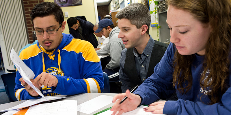 Students working