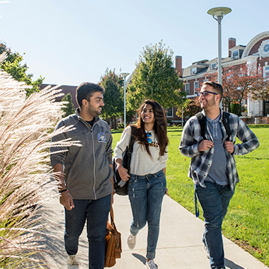Students walking on campus