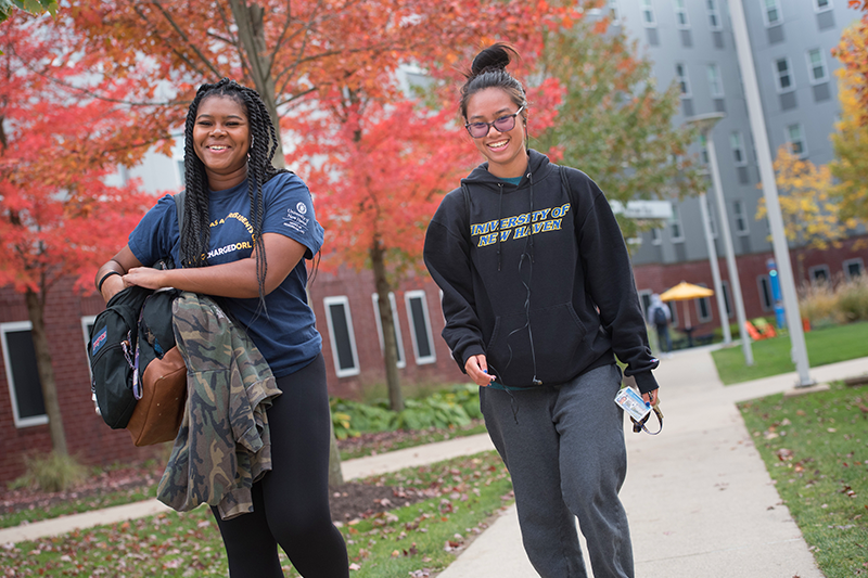 Students walking on campus