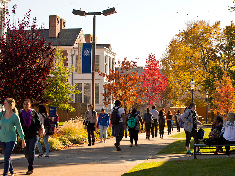 Students walking on campus