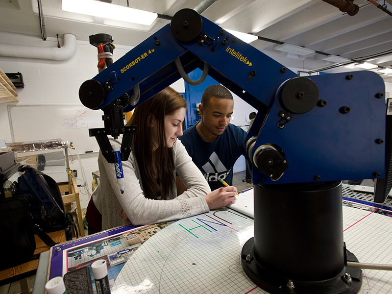 Engineering students working