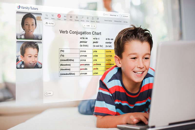 Boy learning at computer