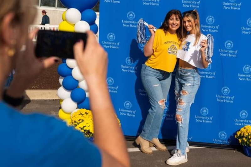 Students having photo taken