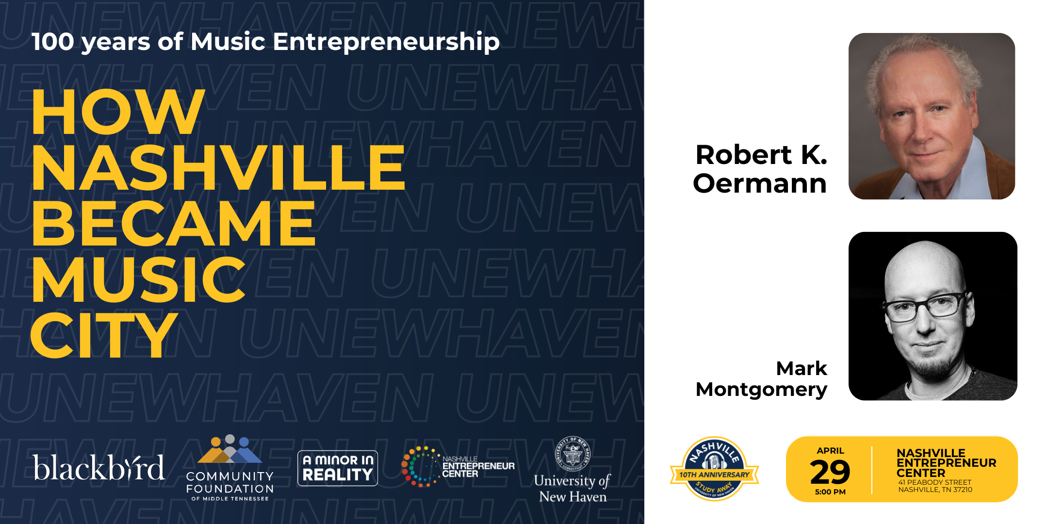 Graphic says: 100 years of music entrepreneurship. How Nashville Became Music City. 
