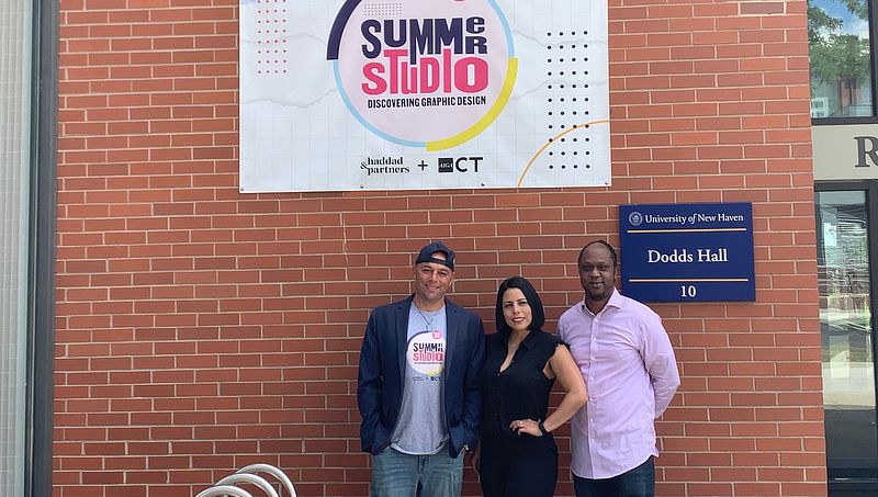 Left to right: DJ Haddad, Melanie Uribe, and Guy-Serge Emmanuel, M.F.A.