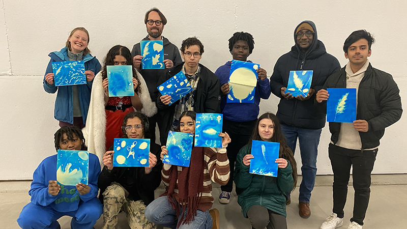 Members of Common Ground High School's Wetlands Club at the Lee and Wilkins Marine Science Center.