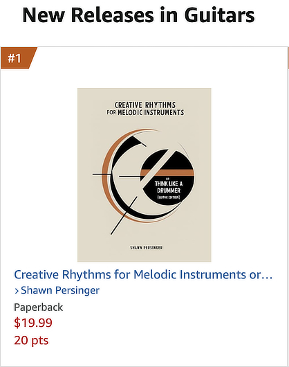 Prof. Persinger's book "Creative Rhythms for Melodic Instruments or Think Like a Drummer" hit No. 1 on Amazon
