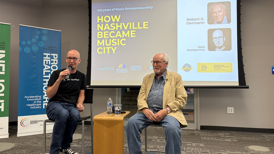 Robert K. Oermann and Prof. Mark Montgomery speaking