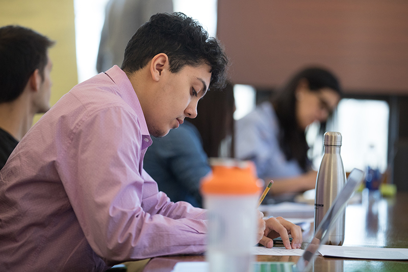 Students working