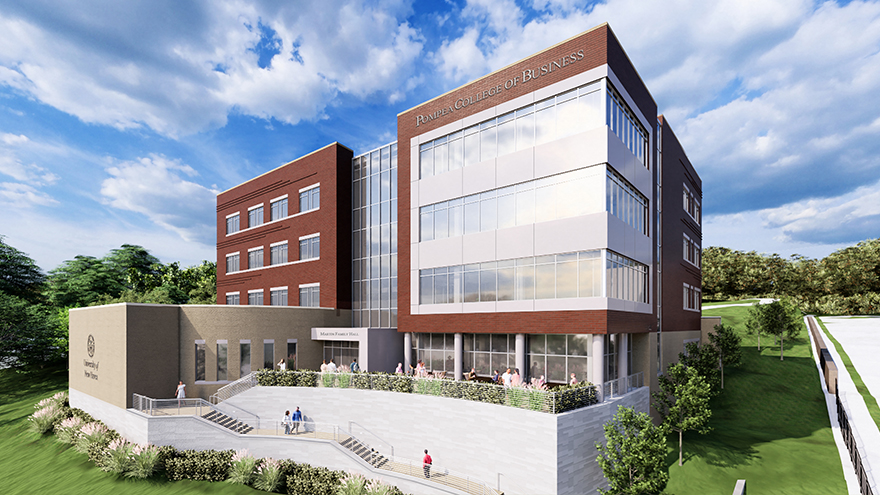 Rendering of the new building, as seen looking West up Ruden Street (from approximately the corner of Ruden and Campbell Ave.).