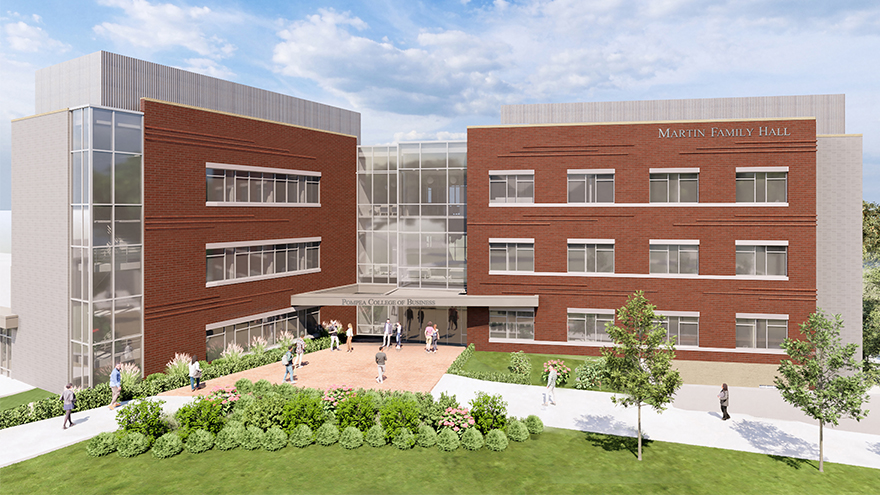 Rendering of the new building, as seen while looking West.