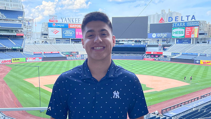 Alphonse Lustrino ’23 at Yankee Stadium.