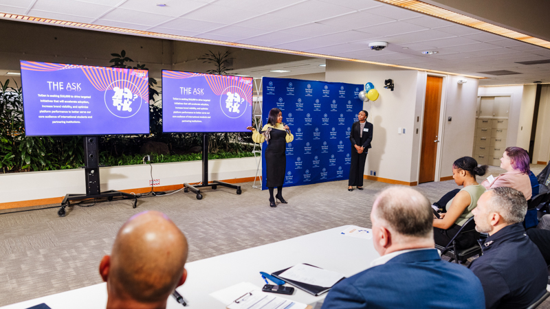 The Pompea College of Business excels at providing real-world learning opportunities, such a pitch competitions judged by professionals in the field.