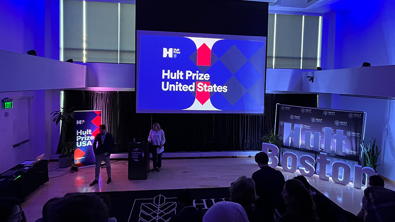 A presentation screen reading Hult Prize United States.