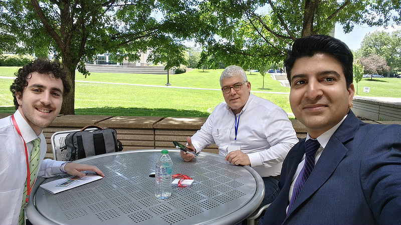 Jacob Carson ’25 (left) and Saurabh C. Srivastava ’25 (right) M.S. at the Pennsylvania Economic Association’s Conference with faculty mentor Dr. Armando Rodriguez (center)