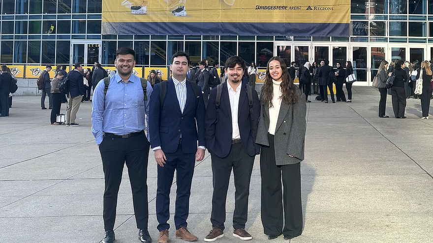 Group outside Bridgestone Arena