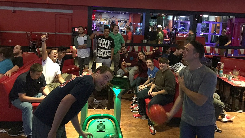 Dr. Chang/U+0026#x27;s students at bowling alley.