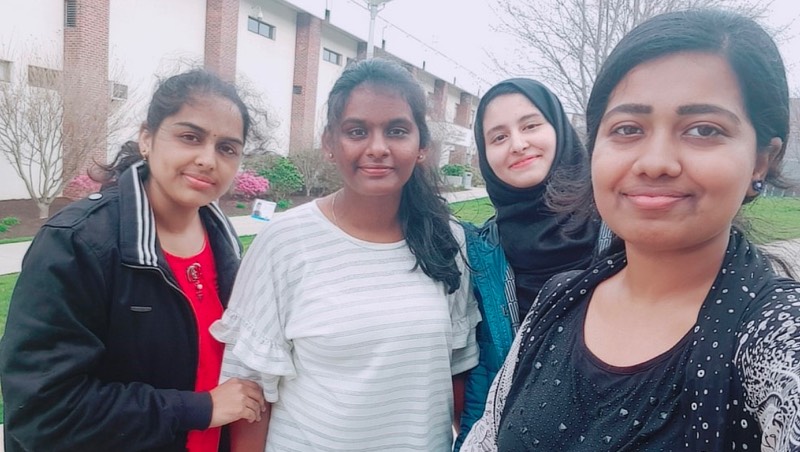 Image of Ayah Abdallah ’21 M.S. and her classmates.