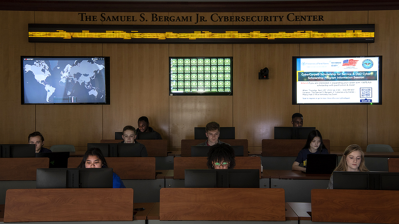 Students in the Bergami Cybersecurity Center