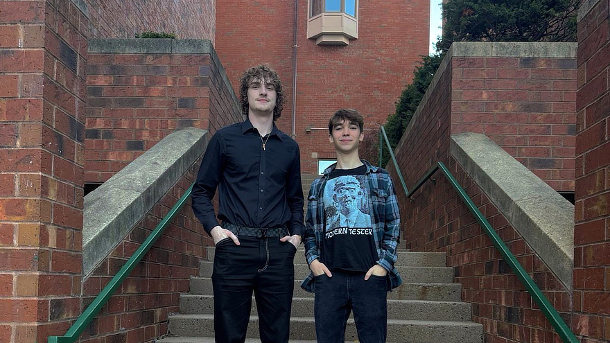 Ronnie Scarpa ’25, ’26 M.S. (left), and Cole Clark '29