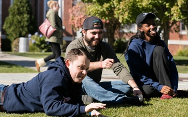 Students relaxing outside