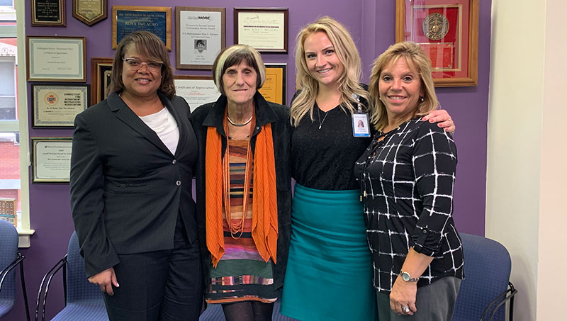 Image of students with Rosa DeLauro
