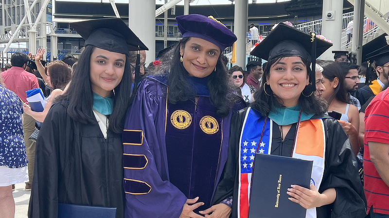Yashvi Mandaliya '23 MHA, Dr. Pavani Rangachari, and Niharika Pathak '23 MHA.