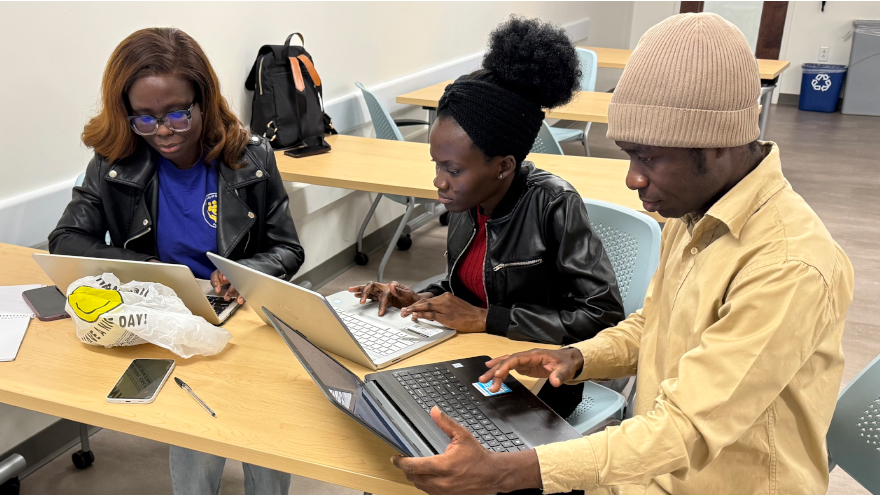 Valentina Owusu Nuamah ’26 MPH, Anita Twum Amponsaa ’26 MPH, and Dominic Danyi ’26 MPH