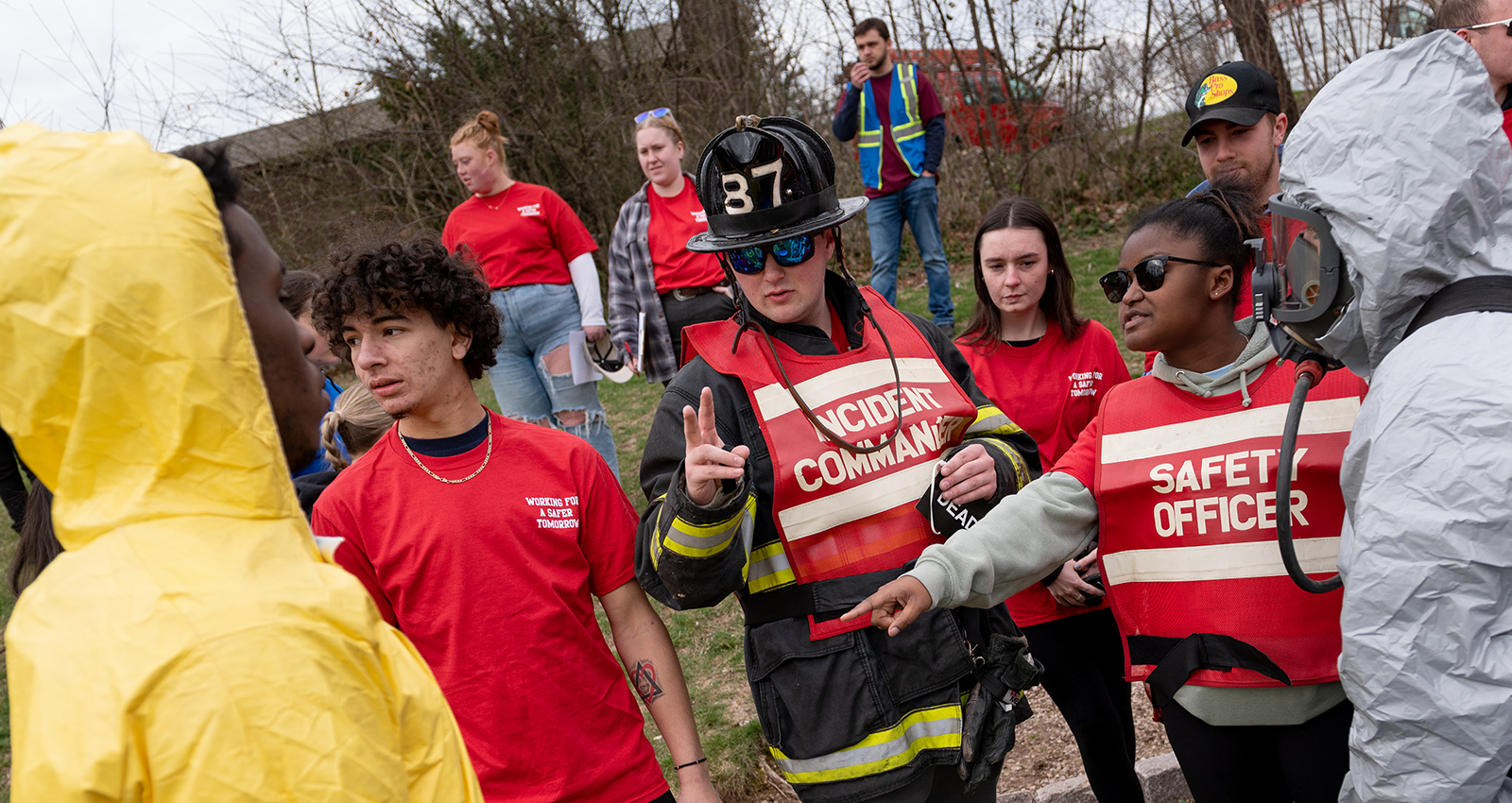 Students in emergency exercise
