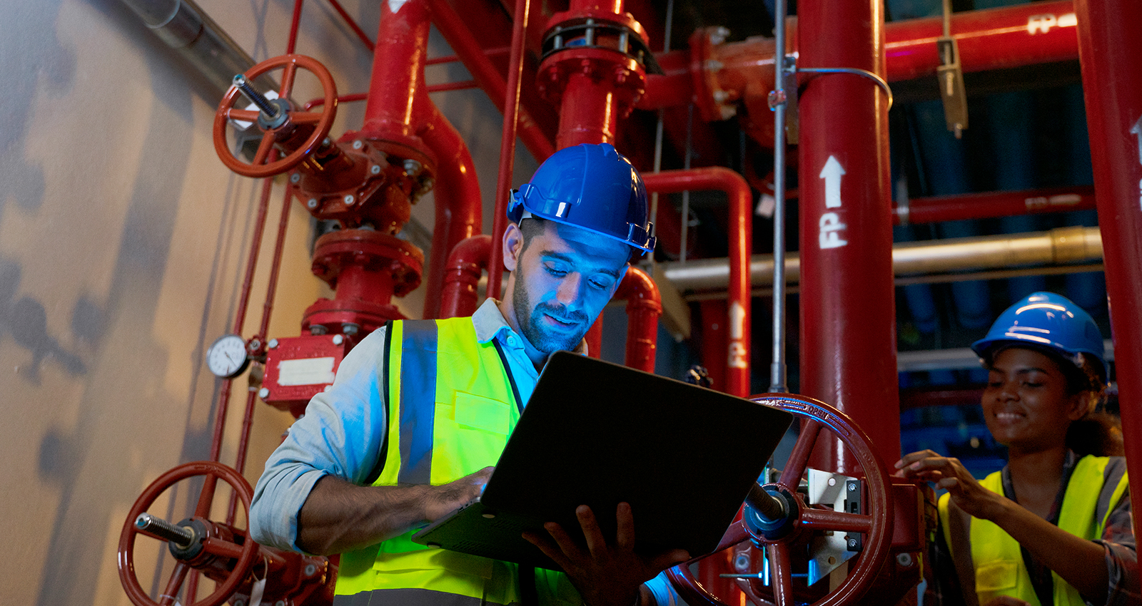Engineer working on tablet