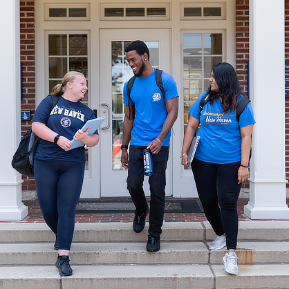 Students walking from building