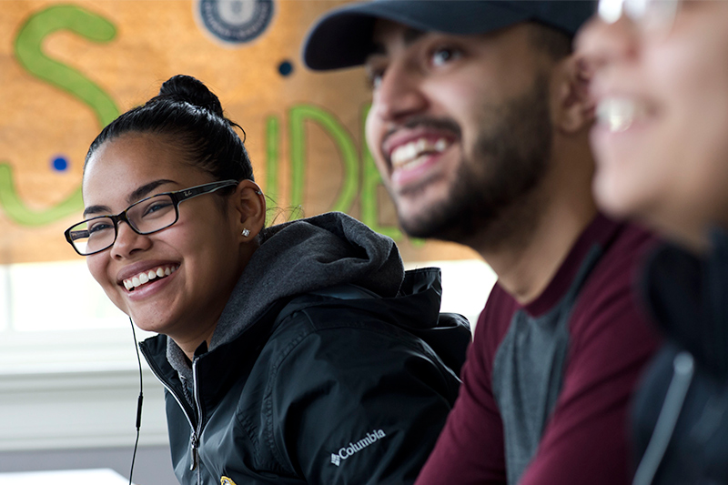 Students laughing in class