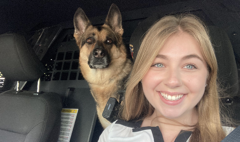 Alexandria French ’23 at her internship at the Sussex County Sheriff’s Office in New Jersey.