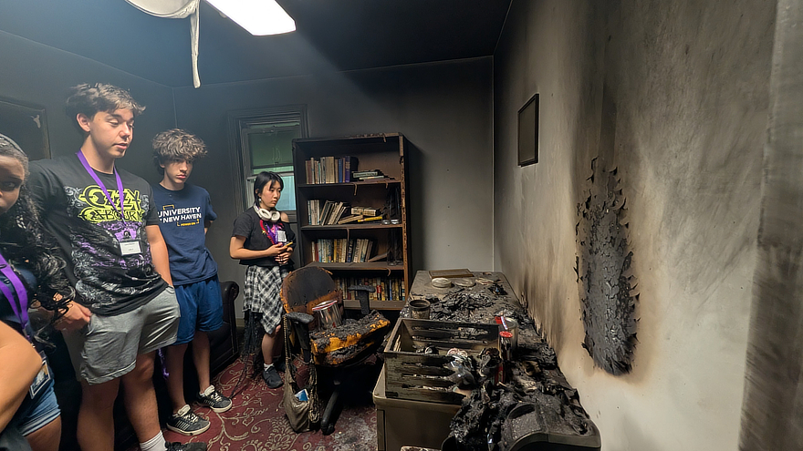 Students investigated burn laboratories and mock arson investigations during the Summer Youth Academy program.