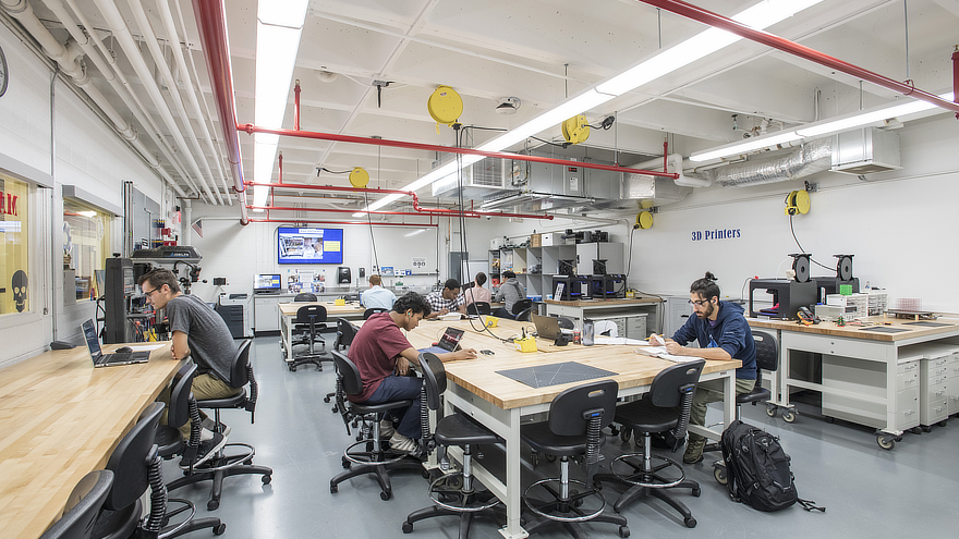 Students in maker space