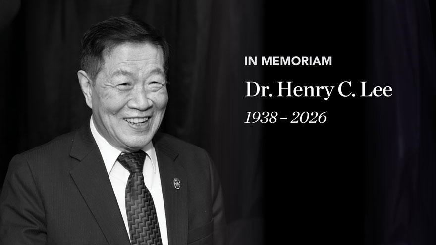 Graphic showing Dr. Henry Lee, with overlaid text saying In Memoriam, Dr. Henry C. Lee, 1938-2026