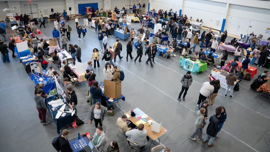 Students explore organizations and campus resources at the spring Involvement Fair.