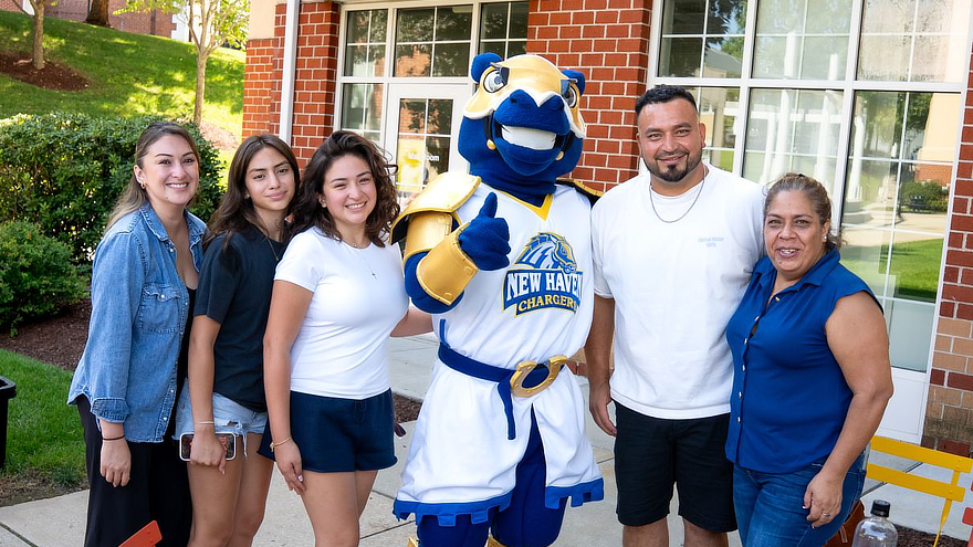 Charlie the Charger welcomes a new member of the Class of 2030.