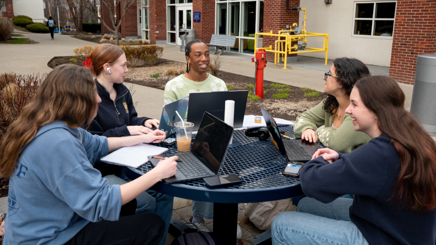 students outside