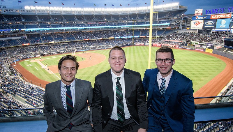 Simão Sousa Branca and his classmates at the Yankee Stadium.
