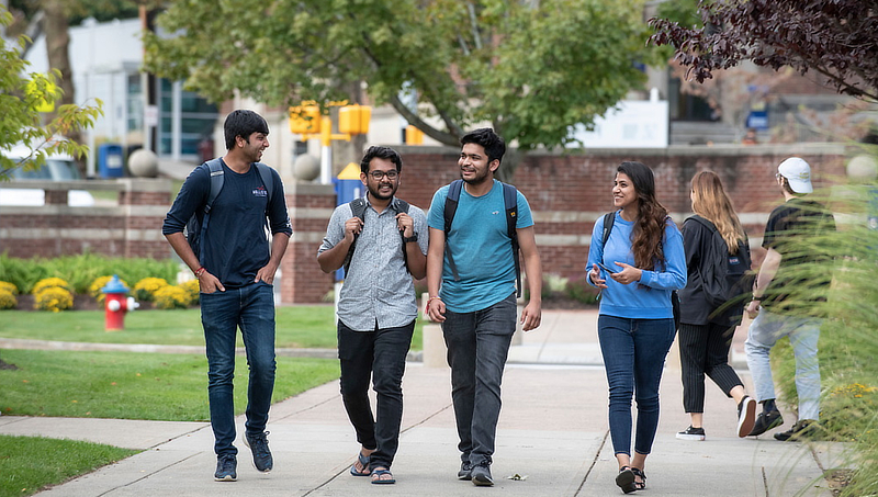 Students walking on campus