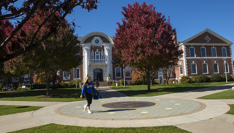 Students walking on campus
