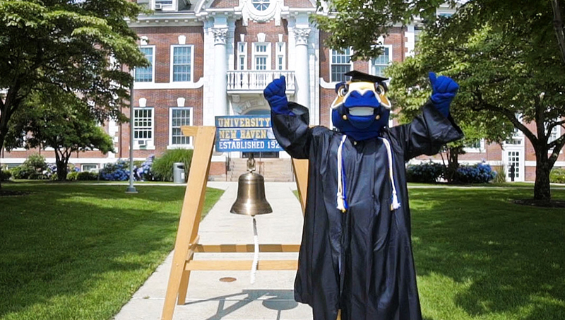Charlie the Charger celebrates on campus.