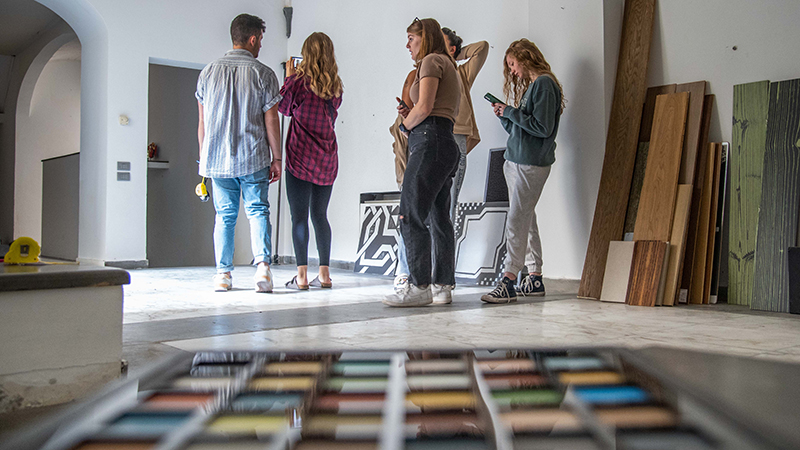 Students collaborate in the tenant space.