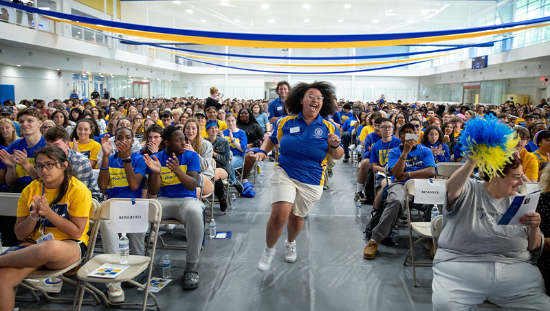 Student leaders were excited to help welcome their newest classmates.